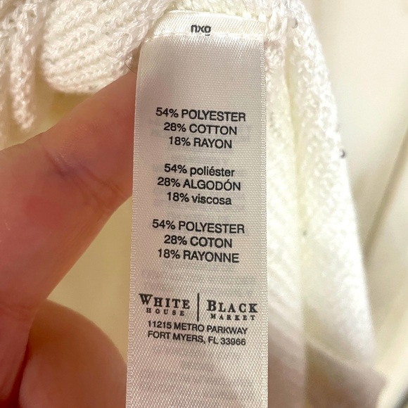 NWT White House Black Market White Cotton Sequin Button Shoulder Poncho Sz XL - Picture 5 of 7